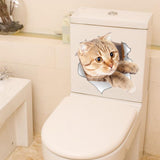 Vinyl Waterproof Cat Dog 3D Wall Stickers Hole View Bathroom Toilet Living-room Home Decor Decal Poster Background Wallpaper