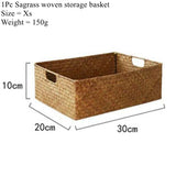 elvesmall Natural Large Woven Seagrass Basket Of Straw Wicker For Home Table Fruit Bread Towels Small Kitchen Storage Container