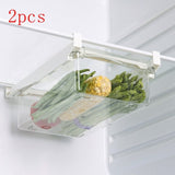 elvesmall 1/2pcs Fridge Organizer Fruit Egg Refrigerator Storage Box Under-shelf Refrigerator Drawer Box Fresh-keeping Kitchen Organizer