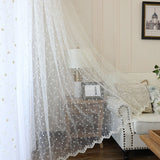 elvesmall White Floral Embroidered Sheer Curtain For Living Room Modern Floral Voile Tulle Window Curtains For Bedroom Kitchen Drapes Door