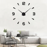 elvesmall Large Wall Clock Quartz 3D DIY Big Watch Decorative Kitchen Clocks Acrylic Mirror Sticker Oversize Wall Clocks Home Letter Decor
