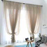 elvesmall White Tulle Short Curtain for Living room Solid Sheer Voile Curtains for Kitchen Window Screening Linen Curtain Door Wedding