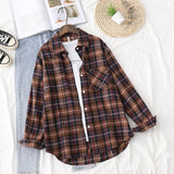 Elvesmall  Plaid Shirts Womens Blouses And Tops Long Sleeve Female Casual Print Shirts Loose Checked Lady Outwear Spring News
