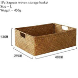 elvesmall Natural Large Woven Seagrass Basket Of Straw Wicker For Home Table Fruit Bread Towels Small Kitchen Storage Container