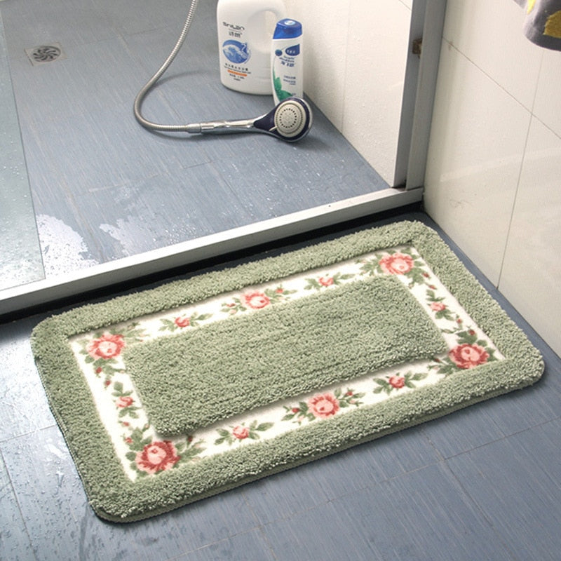 elvesmall Pastoral Style Bath Mat Multi -Sizes Bathroom Kitchen Carpets Set Anti-Slip Doormat Shower Room Toilet Rugs Floor Area Decor Pad