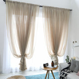 elvesmall 300cm Height Pure Color Curtain Living Room Window Finished Tulle Sheer Voile Curtains For Bedroom  Drapes