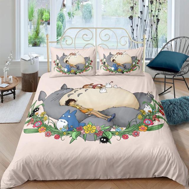 Elvesmall back to school Anime Totoro Howl's Moving Castle Cosplay Bed Cover Duvet Cover Pillow Case 2-3 Pieces Sets Bedding Sets For Adult Kids Girft
