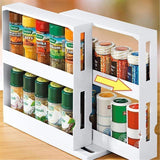 elvesmall Delicate Spice Rack Double Storage Food Rack Rotating Spice Storage Shelf for Kitchen Bathroom Creative household products