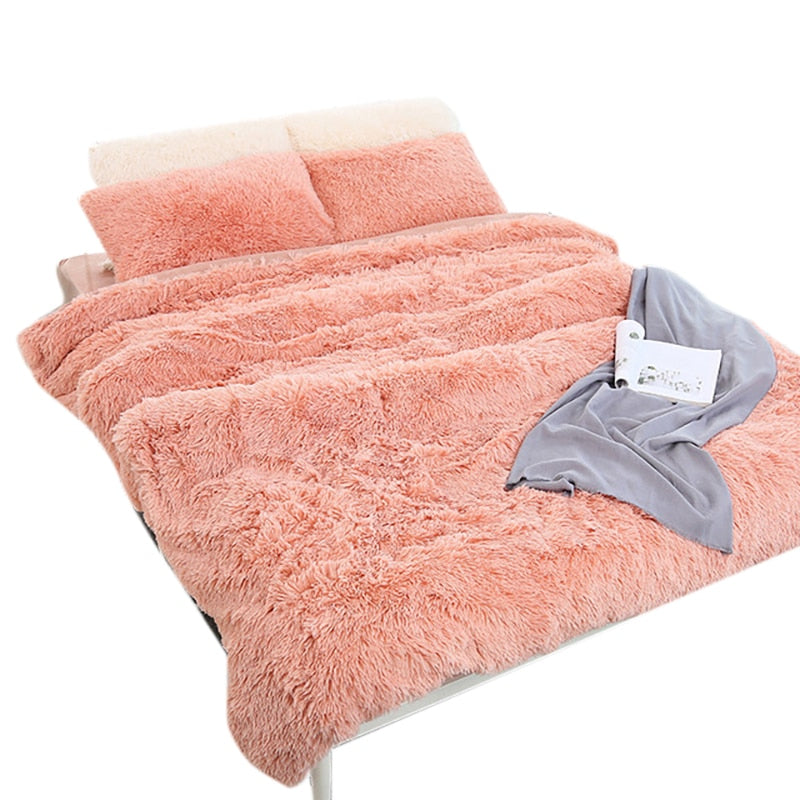 elvesmall New Soft Warm Bedding Throw Blanket Plush Fluffy Faux Fur for Bed Cover Sheet Throw Home Decoration Comfortable Blankets