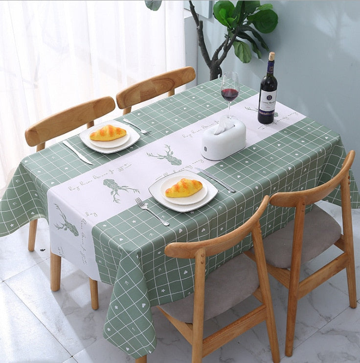 elvesmall PVC Rectangula Fruit Maple Leaf Printed Tablecloth Waterproof Oilproof Kitchen Dining Table Colth Cover Mat Oilcloth Antifouling