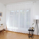 elvesmall White Solid Tulle Curtains Window Screening for Bedroom Kitchen Sheer Voile Blinds Drapes Gauze Treatments Door