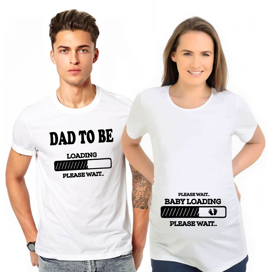 Elvesmall  Valentine's Day Couple Outfit Dad To Be Baby Loading Couple T-Shirt Summer Funny Maternity Matching T Shirts Pregnancy Announcement Shirts Clothes Outfits