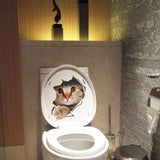 Vinyl Waterproof Cat Dog 3D Wall Stickers Hole View Bathroom Toilet Living-room Home Decor Decal Poster Background Wallpaper