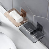 elvesmall 1 Pcs Creative Drill Free Soap Dish Holder Wall Mounted Storage Rack Holder Hollow Type Soap Sponge Dish Bathroom Accessories
