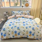Elvesmall Floral Printed Duvet Cover Set with Sheet Pillowcases Warm Cute Cartoon Bed Linen Full Queen Size Home Gift Bedding Set