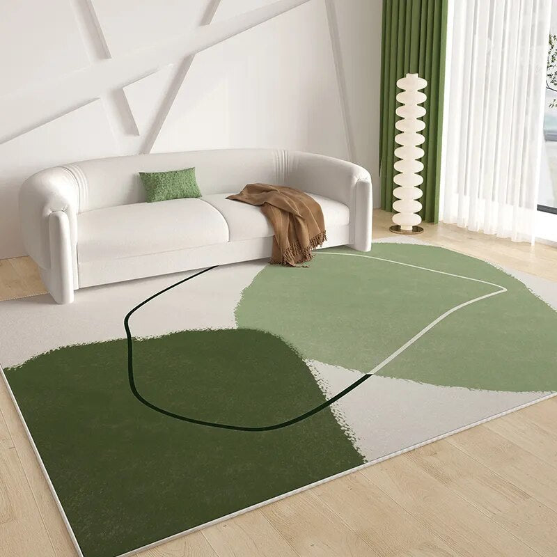 elvesmall Green French Style Carpets for Living Room Decoration Rugs for Bedroom Decor Carpet Non-slip Area Rug Home Short Pile Floor Mats