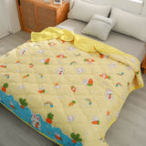 elvesmall Daisy Print Spring Summer Quilt Queen Mechanical Wash Comfortable Comforter Single Double Blanket Quilts for Children Adults