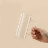 elvesmall 400ml Square Glass Mug Breakfast Milk Coffee Cup Microwave Safe Transparent Party Beer Mug Coffee Mug Drinkware Glass