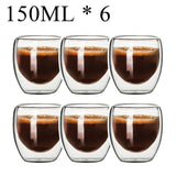 elvesmall 2-18PCS Double Wall High Borosilicate Glass Mug Heat Resistant Tea Milk Juice Coffee Water Cup Bar Drinkware Gift Creativity Set