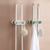 elvesmall Self-adhesive Mop Clip Bathroom Kitchen Shelf Wall Mounted Free Punch Hook Storage Brush Broom Hanger Towel Household Pendant