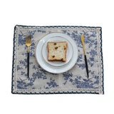 elvesmall French Pastoral Cloth Placemat Waterproof Modern Simple Table Mat Coffee Table Plate Pad Blue Floral Cotton Fabric Home Decor