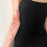 elvesmall Waterproof Temporary Tattoo Sticker Red Dragon Pattern Men's and Women's Arm Body Art Fake Tattoo