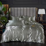 elvesmall Light Luxury Satin Duvet Cover Rayon Quilt Cover Single Double 228*228  No Pillowcase  Bedding Set