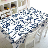 Nordic Literary Plaid Tablecloth Blue Sailor Printing Restaurant Table Table Cover Coffee Wedding Decoration