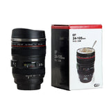 elvesmall Stainless Steel Camera EF24-105mm Coffee Lens Mug White Black Coffee Mugs Creative Gift Coffee Cups