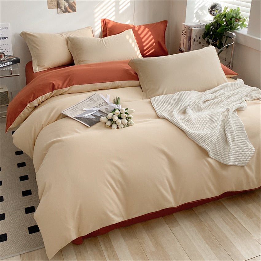 elvesmall Set Washed Brushed Comforter Duvet Cover Flat  Soft Comfort  Bed Sheet Pillowcase