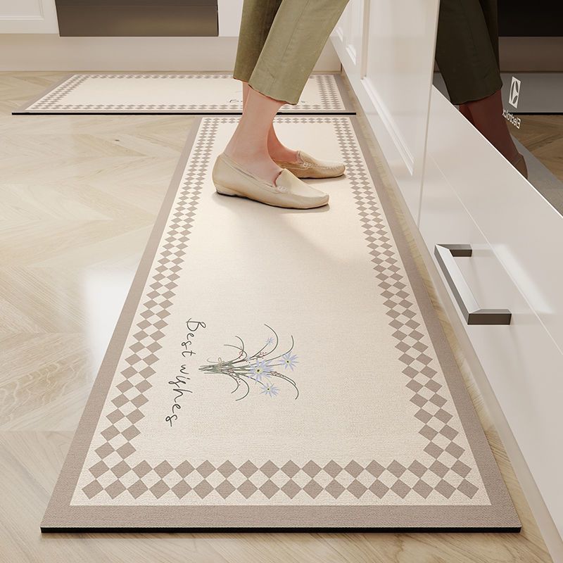 elvesmall Absorbent Kitchen Floor Mat Non-slip Diatom Mud Quick-drying Oil-absorbing Anti-falling Foot Mat Long Toilet Bathroom Mat