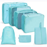 elvesmall 7/8/9 Piece Set Travel Storage Bags Home Foldable Toiletries Organizer For Clothes Shoe Luggage Packing Cube Suitcase Tidy Pouch