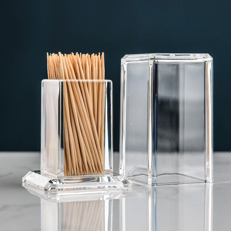 elvesmall Acrylic Toothpick Bottle For Home Kitchen Storage Gadgets Creative Portable Toothpick Box hotel Toothpick Storage Box