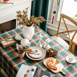 Christmas Tablecloth Dyed Green Plaid Holiday Village Home Textile New Year Rectangular Tablecloths Dining Table Cover