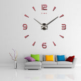 elvesmall Large Wall Clock Quartz 3D DIY Big Watch Decorative Kitchen Clocks Acrylic Mirror Sticker Oversize Wall Clocks Home Letter Decor