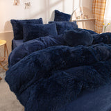 elvesmall Winter Warm Blue Bedding Set Soft Plush Kawaii Mink Velvet Queen Duvet Cover Set Sheets Pillowcase Single Double Bedding Sets