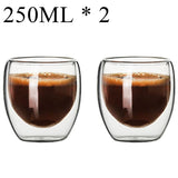 elvesmall 2-18PCS Double Wall High Borosilicate Glass Mug Heat Resistant Tea Milk Juice Coffee Water Cup Bar Drinkware Gift Creativity Set