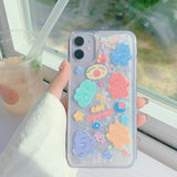 elvesmall Glitter Dynamic Liquid Phone Case Fashion New Year Gift for IPhone 13 12 11 Pro 7 8 Plus X XR XS MAX Candy Cat Quicksand Cover