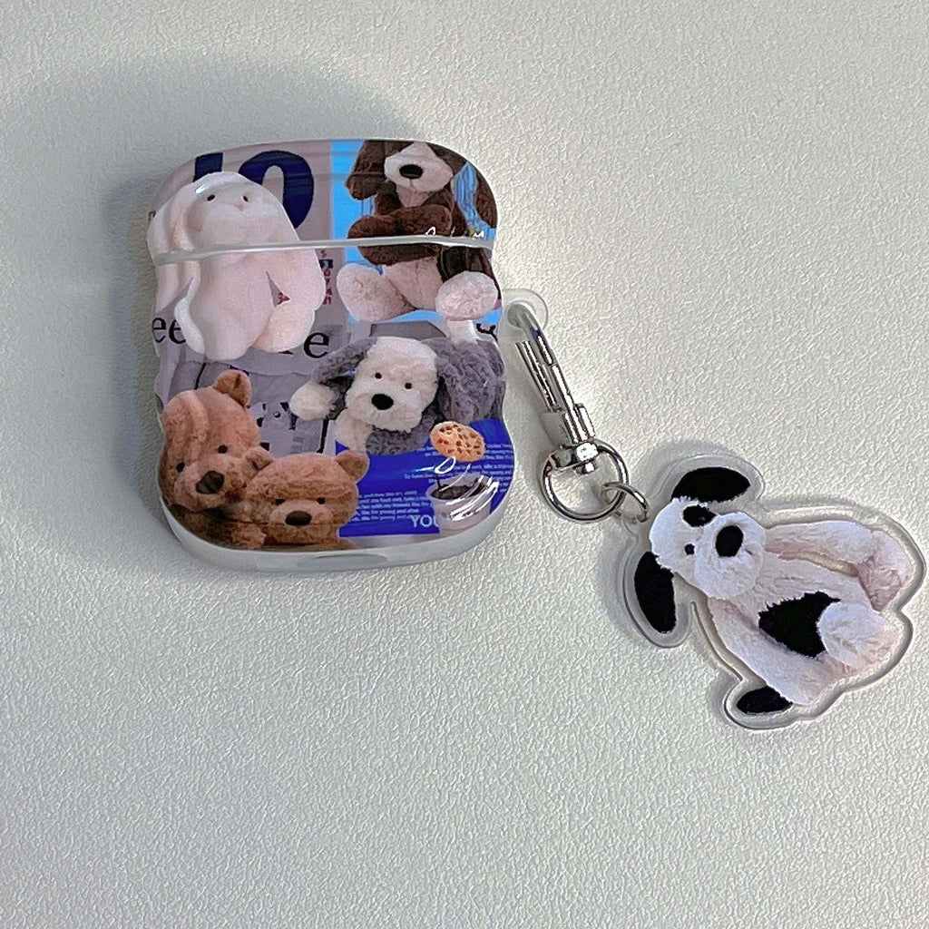 elvesmall Cartoon animal dog bear pendant wavy silicone soft ins wireless bluetooth earphone case for apple airpod pro 2 2nd 1 3 cover