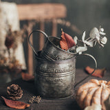 elvesmall Photography Props Retro Handle Cup Drinkware Wrought Iron Flower Bucket Vintage English Printing Home Decor Gourmet Photography