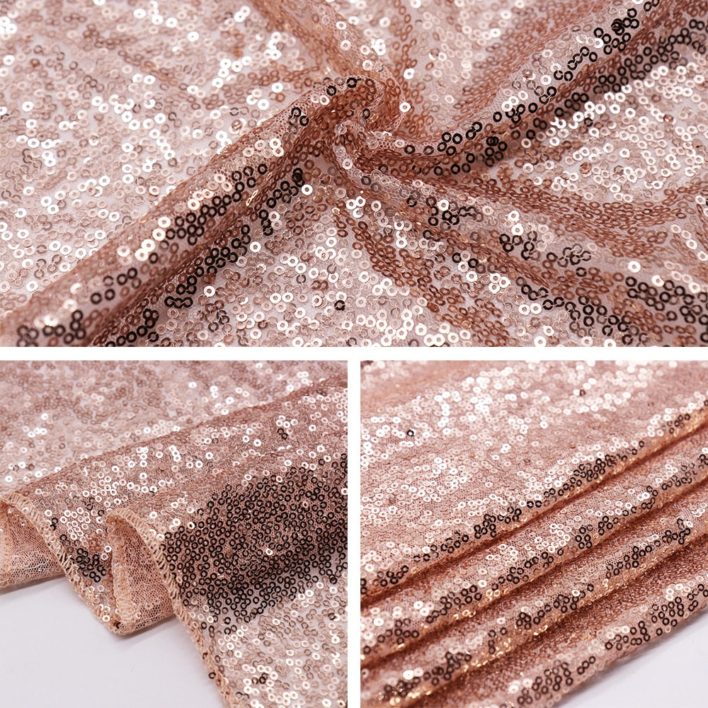 Glitter Sequin Table Cloth Rectangular Table Cover Rose Gold Tablecloth For Wedding Birthday Party Home Decoration Custom Size