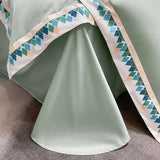 Elvesmall  Solid Color 100% Cotton Bedding Sets Home Textile 4pcs Green Simple Embroidered Quilt/Duvet Cover Bed Sheet Pillowcases 2022 NEW