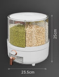 elvesmall 6kg Rice Bucket Grain Storage Box 360 ° Rotary Household Sealed Insect and Moisture Proof Rice Storage Box Rice Can