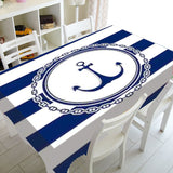 Nordic Literary Plaid Tablecloth Blue Sailor Printing Restaurant Table Table Cover Coffee Wedding Decoration