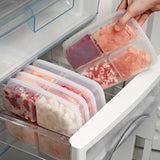 elvesmall 4 Grids Food Fruit Storage Box Portable Compartment Refrigerator Freezer Organizers Sub-Packed Meat Onion Ginger Clear Crisper