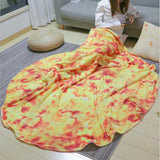 elvesmall warm flannel corn tortilla pizza blanket 200Gsm pita lavash fleece sofa plaid plush bedspreads winter throw blanket