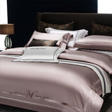 Elvesmall Luxury Stripe Embroidery White Duvet Cover Set Egyptian Cotton Super Soft Bedding Set Bed Sheet Pillowcases Queen King Size