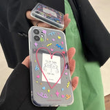 elvesmall Korea INS Cute Graffiti Transparent Phone Case for IPhone 14 11 12 13 Pro Max Mini Phone Case Harajuku for IPhone XR X XS MAX