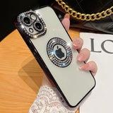 elvesmall Luxury Electroplated Transparent Phone Case For iPhone 11 12 13 14 Pro Max Plus Hollow Out Glitter Bumper Soft Rhinestone Cover