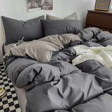 Elvesmall back to school Grey And Matcha Duvet Cover Set 210x210 Quilt Cover With Pillowcase Home Bedroom Simple Style Bedding Setsingle Double